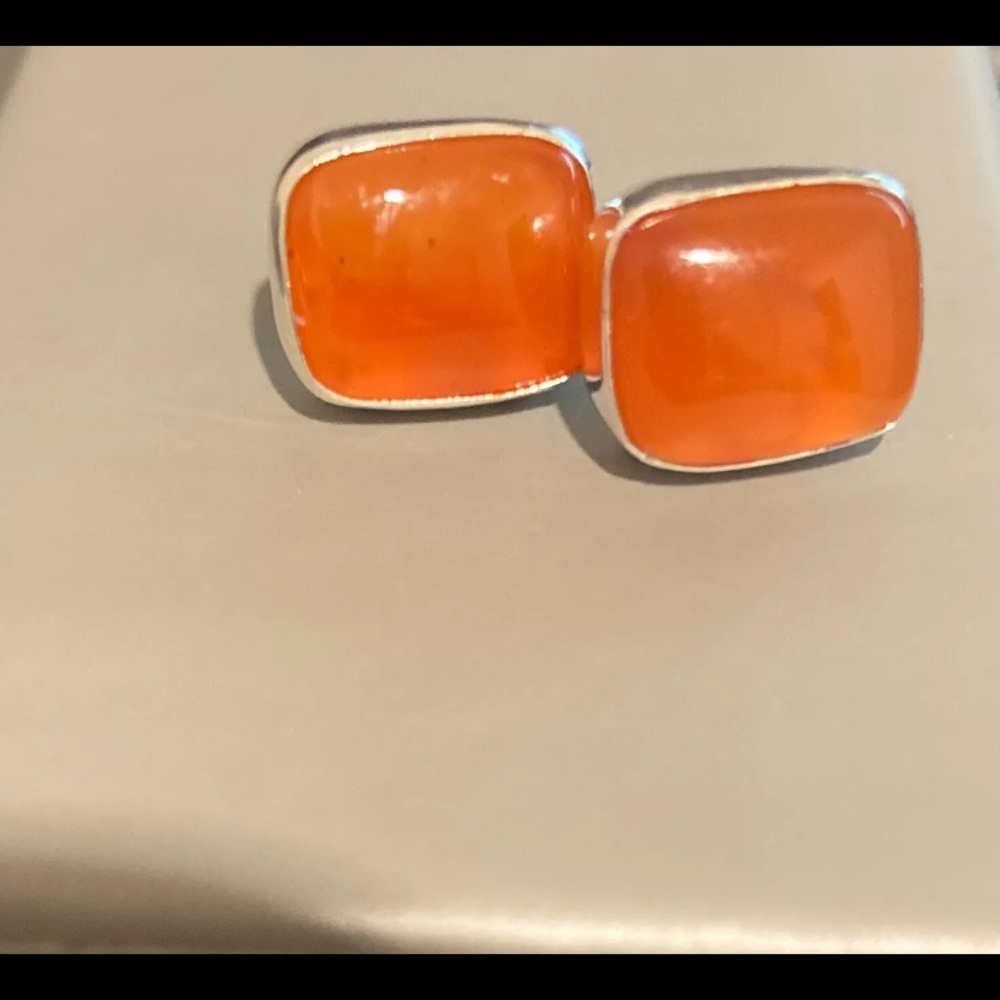 Jay King Sterling Silver Butterscotch Amber Stud Earrings